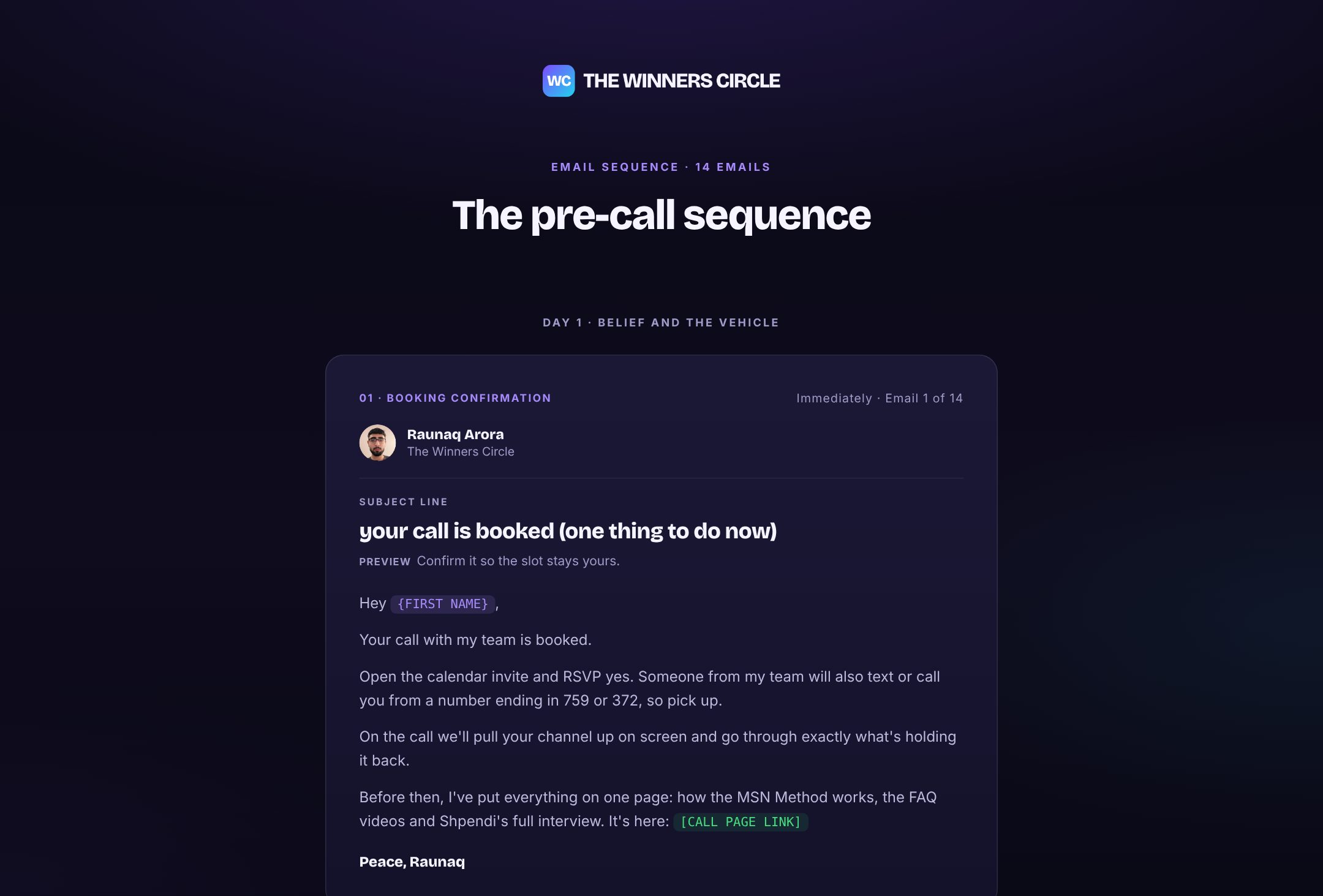 Pre-call sequence preview