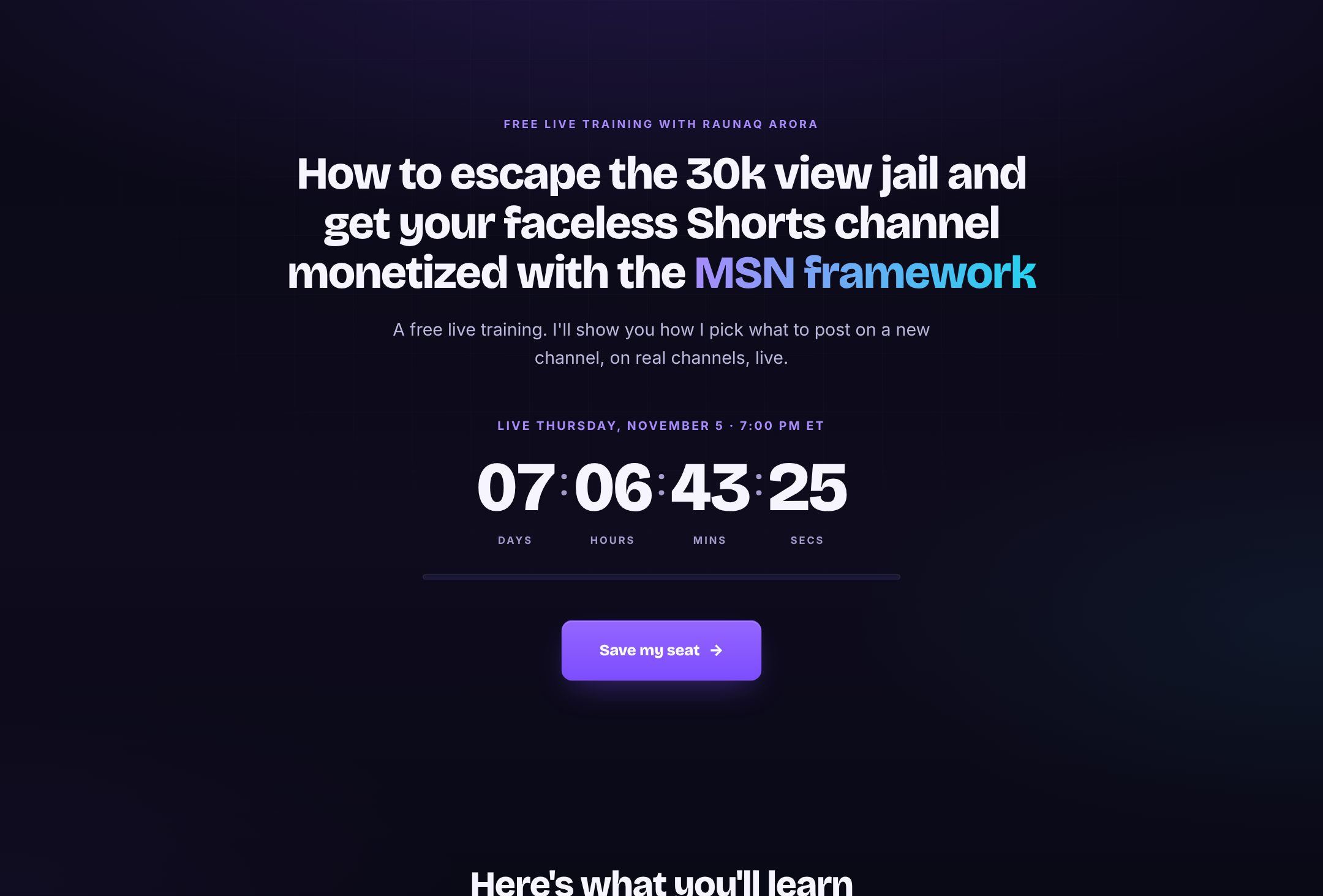 Registration page preview